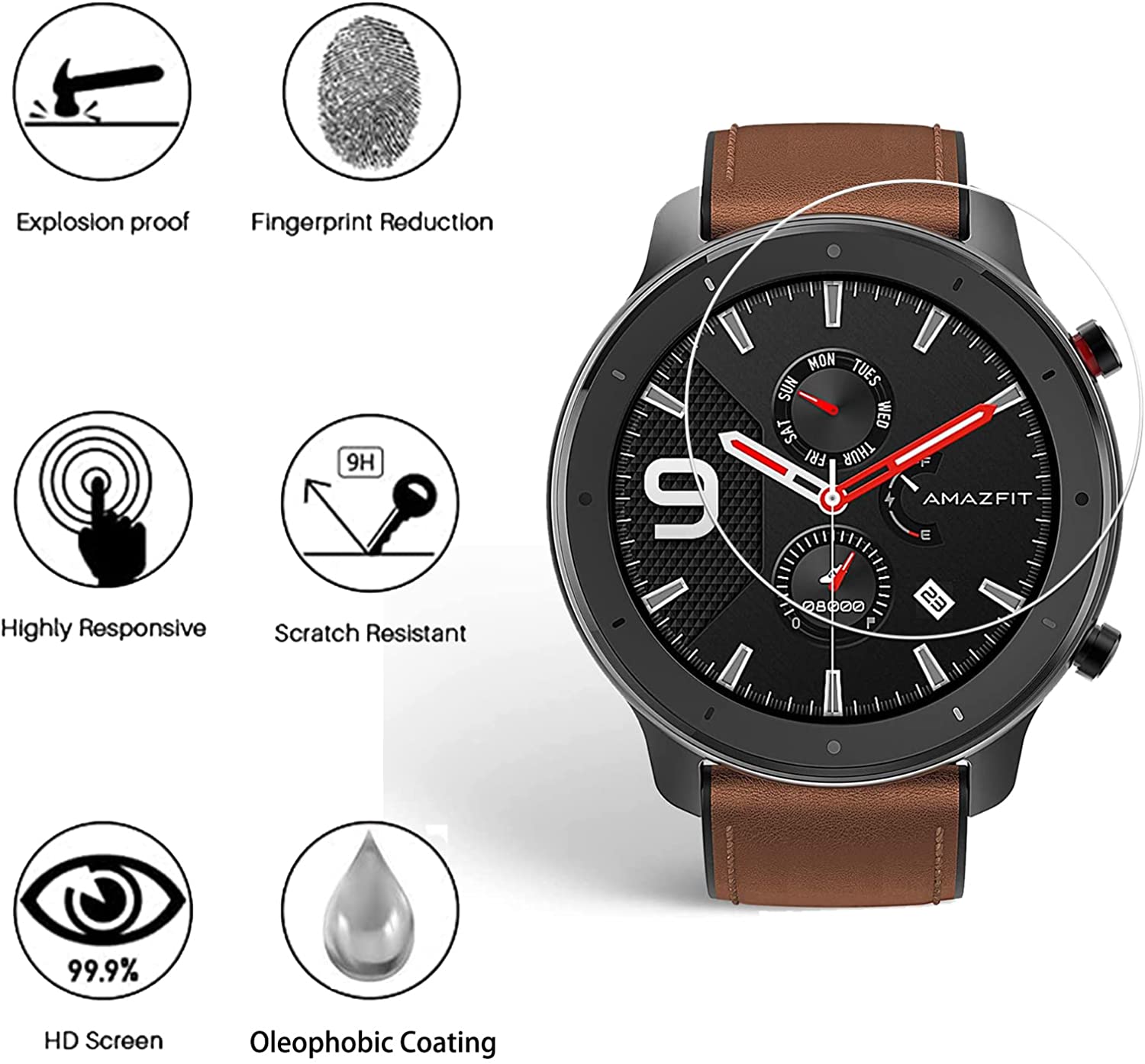 9H Tempered Glass Film For Ama - Smartwatch Screen Film ulasan dan harga
