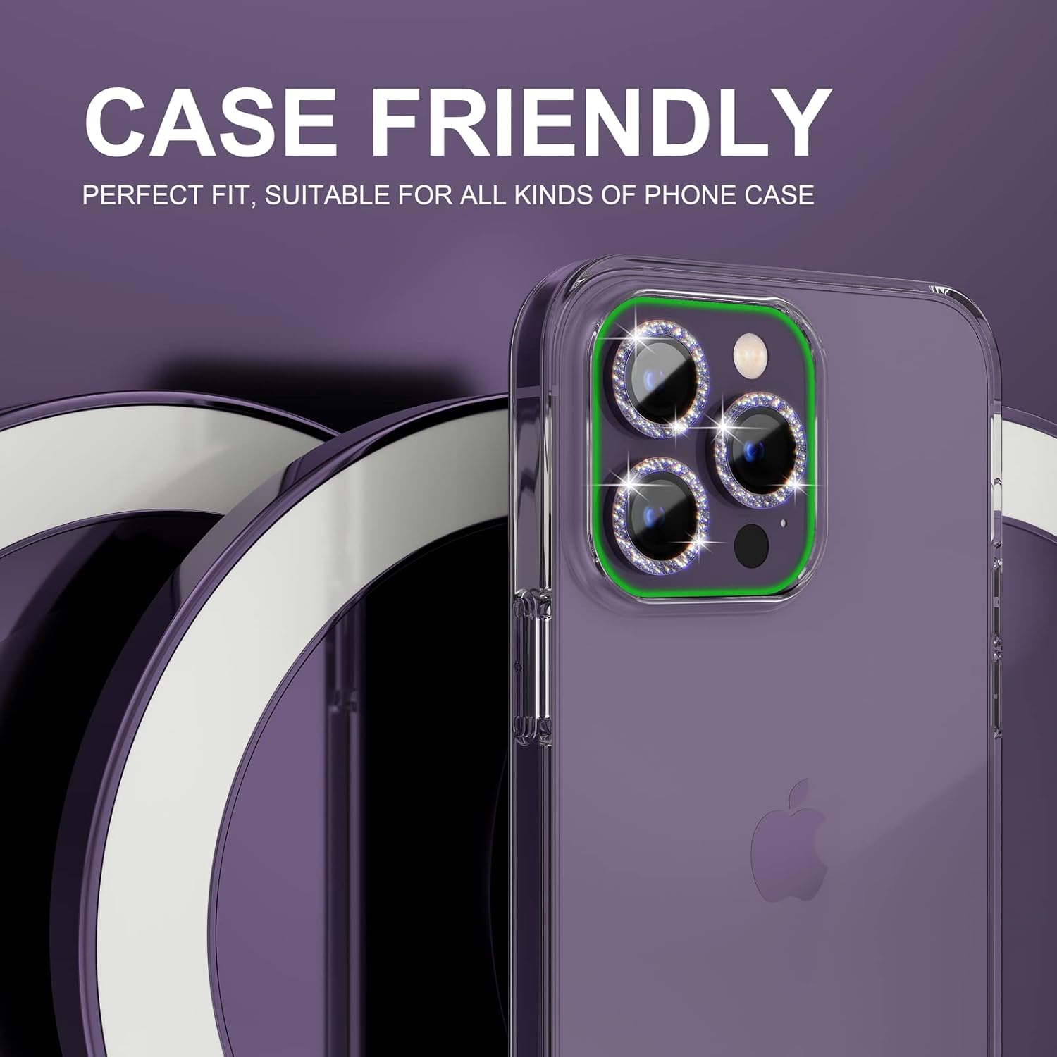 1Set Bling Glitter Purple Came - Tempered Glass Screen 9H ulasan dan harga